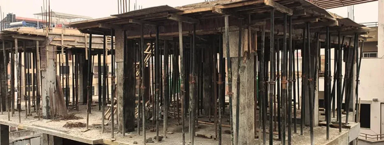 Modern house with pool at dusk