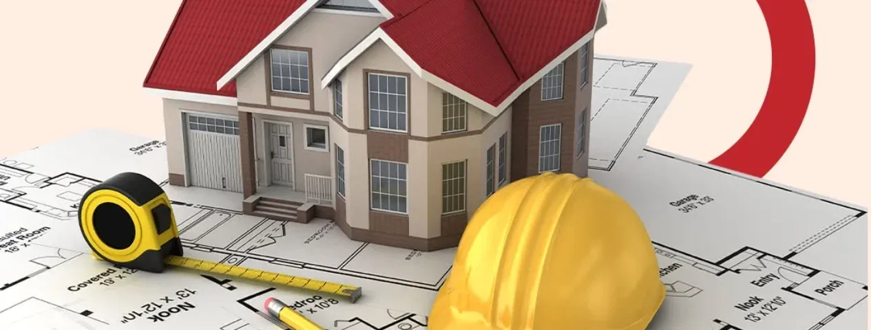 Modern house with pool at dusk