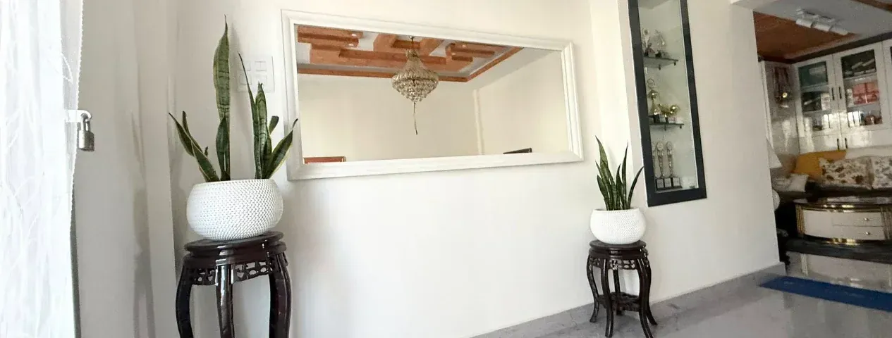 Modern house with pool at dusk